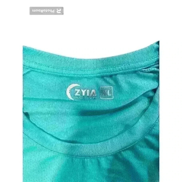 Zyia Activewear XL Turquoise Blue Jersey Knit Logo Tee - Picture 5 of 6
